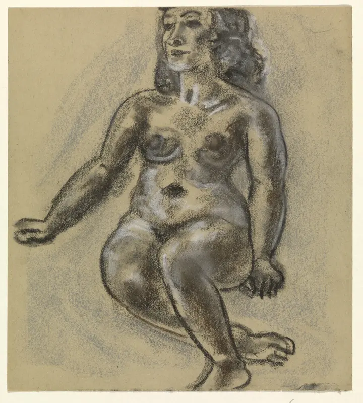 Seated Female Nude Wall Art by Leo Gestel - High-Resolution Digital Print