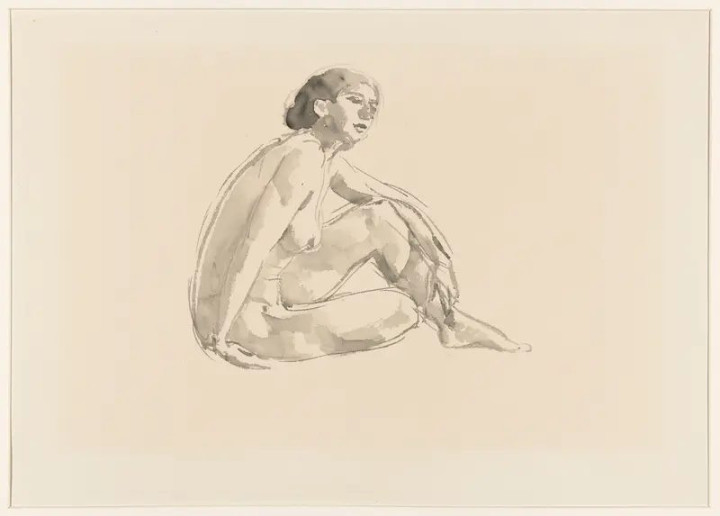 Seated Female Nude Wall Art by Fik Abbing - High-Resolution Digital Print