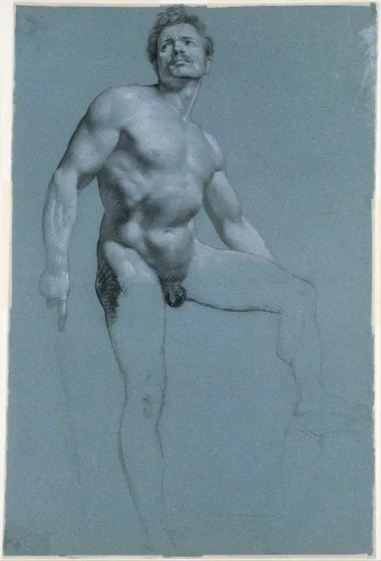 Seated Female Nude (recto); Standing Male Nude (verso) Wall Art by Pierre Paul Prud'hon - High-Resolution Digital Print