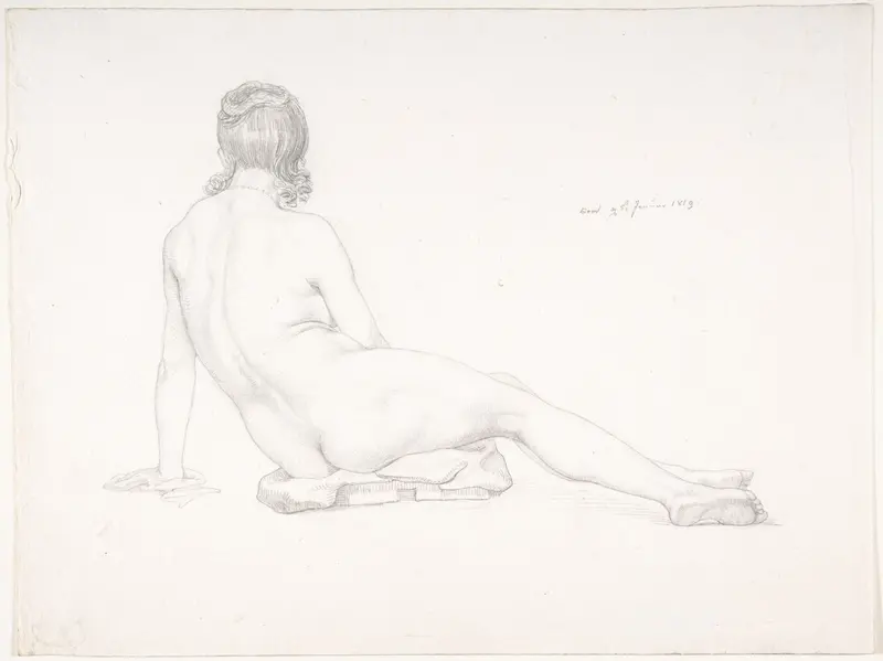 Seated Female Nude Seen from the Back Wall Art by Samuel Amsler - High-Resolution Digital Print
