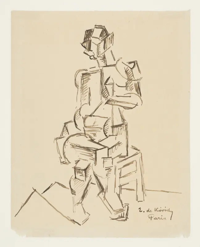 Seated Figure Wall Art by Elemér de Kóródy - High-Resolution Digital Print