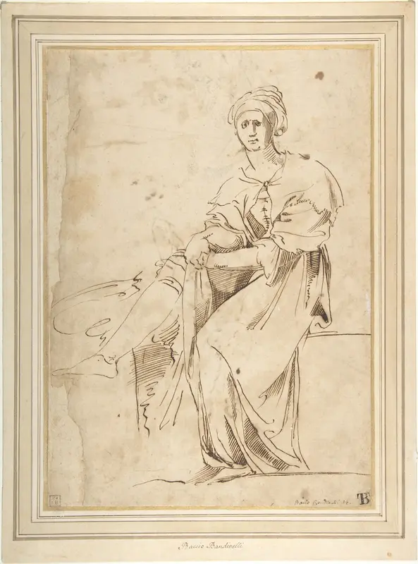 Seated Figure with Cloak and Turban Wall Art by Baccio Bandinelli - High-Resolution Digital Print