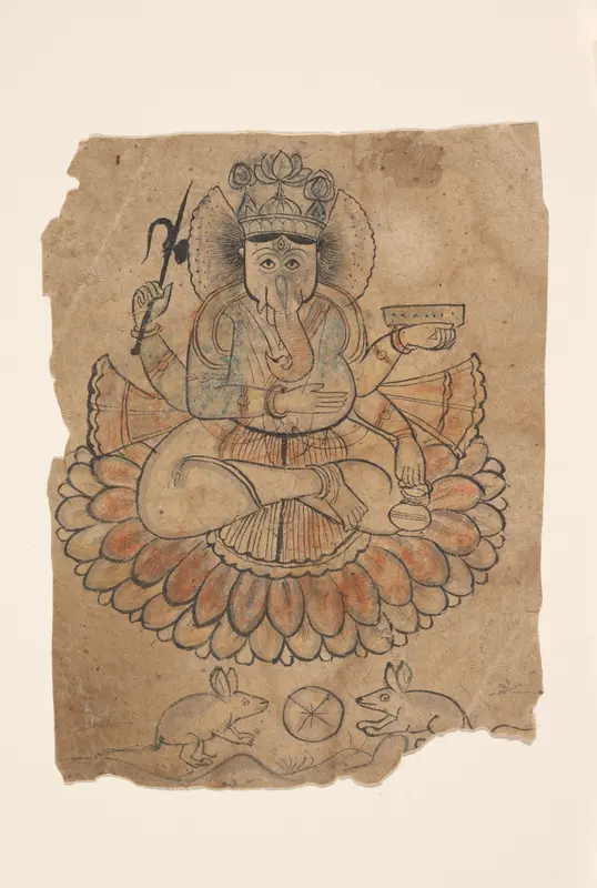 Seated Four-Armed Ganesha Wall Art by Unknown - High-Resolution Digital Print