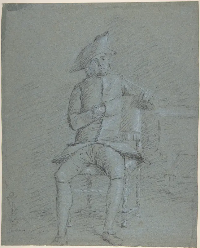 Seated Gentleman Holding a Pipe (recto); Half-Length Study of the Same Man (verso) Wall Art by Francisco Bayeu y Subias - High-Resolution Digital Print