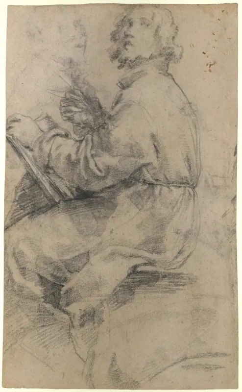 Seated Male Figure with the Head of an Onlooker (recto); Standing Male Figure in a Monk's Habit (verso) Wall Art by Bernardino Poccetti - High-Resolution Digital Print