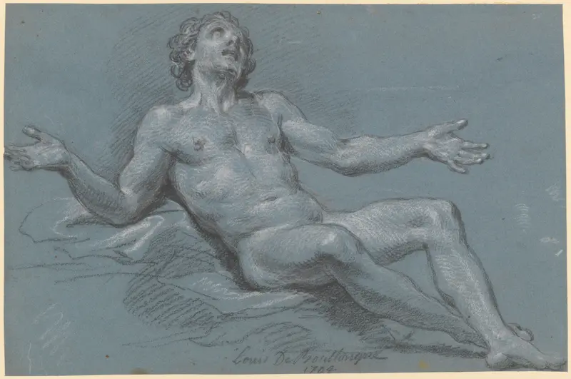 Seated Male Nude Wall Art by Louis de Boullogne the Younger - High-Resolution Digital Print