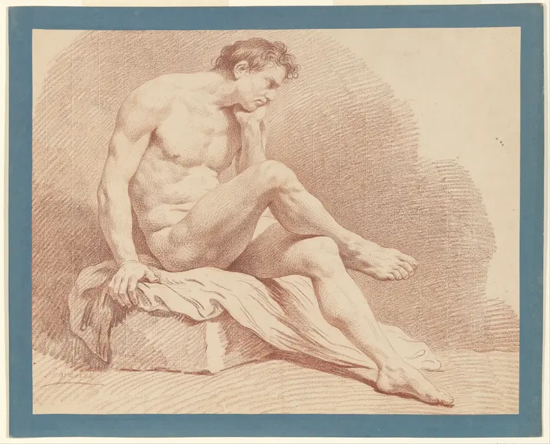Seated Male Nude Wall Art by Louis Lagrenée - High-Resolution Digital Print