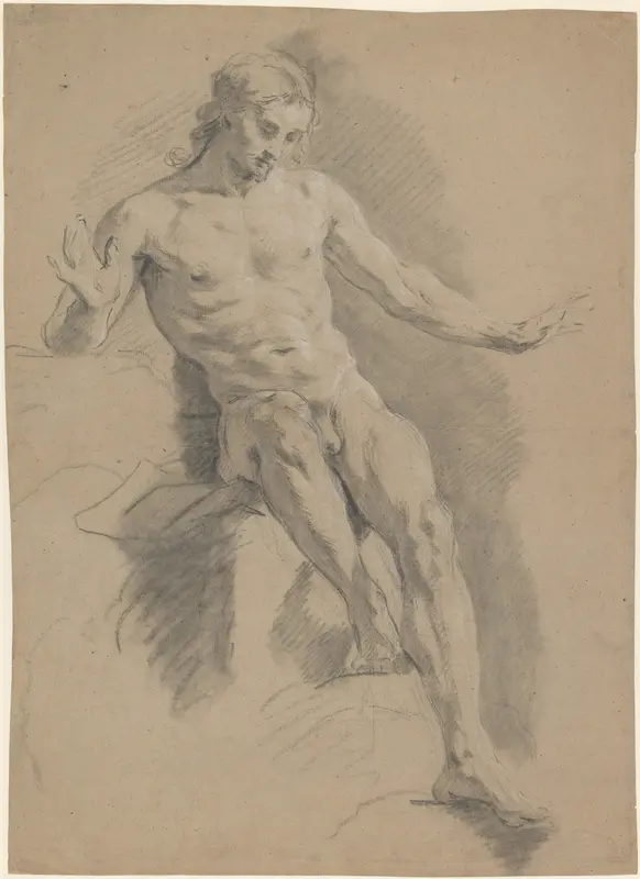 Seated Male Nude Wall Art by Jean Restout le jeune - High-Resolution Digital Print
