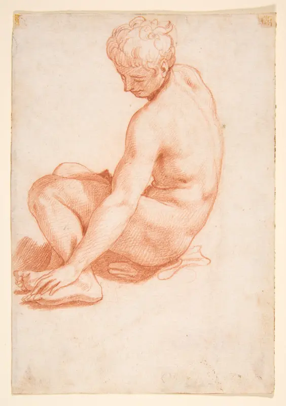 Seated Male Nude Wall Art by Francesco Salviati (Francesco de' Rossi) - High-Resolution Digital Print