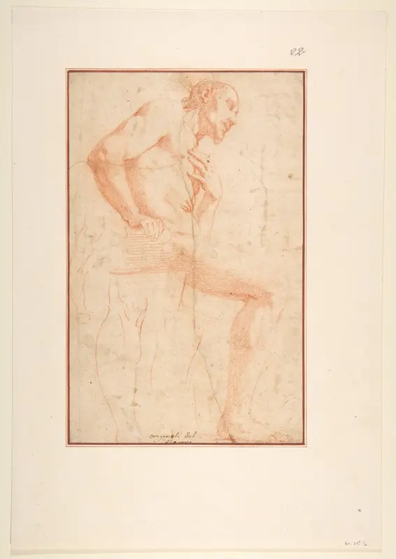 Seated Male Nude Facing Right Wall Art by Alessandro Tiarini - High-Resolution Digital Print