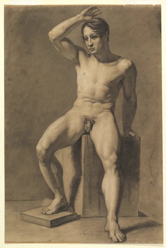 Seated Male Nude (recto); Male Nude Walking (verso) Wall Art by Anselm Feuerbach - High-Resolution Digital Print