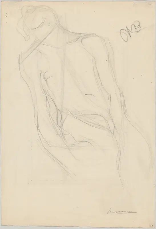 Seated Male Nude (recto); Seated Woman with a Dark Blouse (verso) Wall Art by Umberto Boccioni - High-Resolution Digital Print