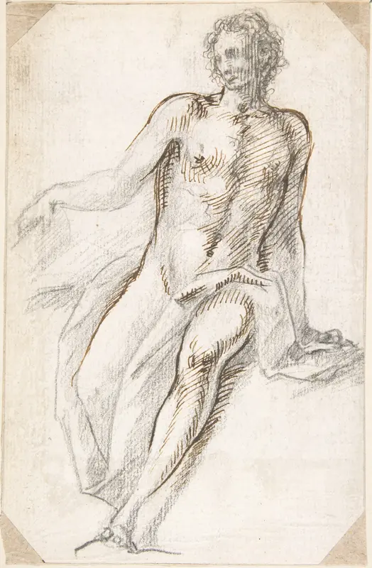 Seated Male Nude with Open Book Wall Art by Pedro  Duque Cornejo - High-Resolution Digital Print