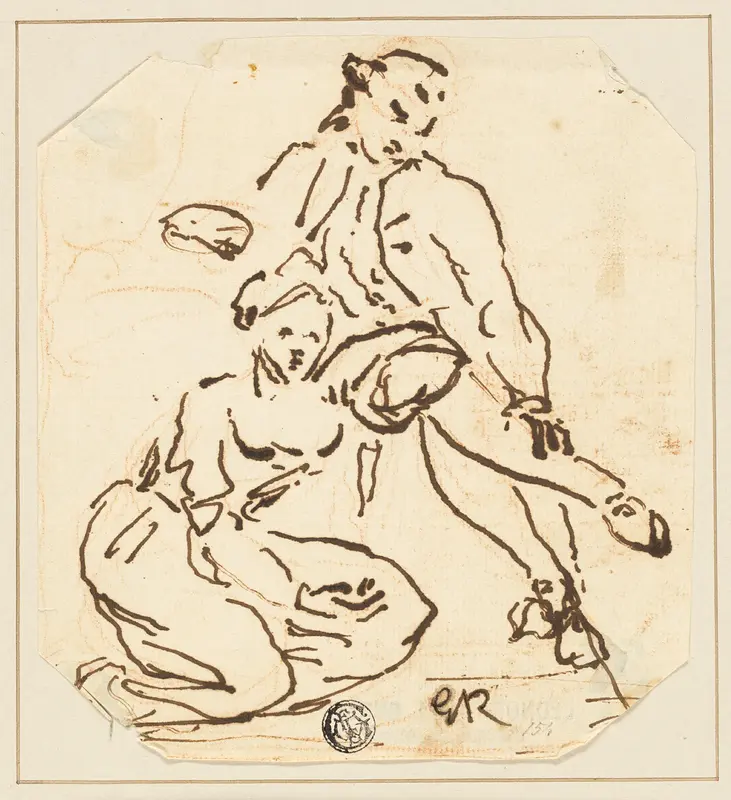 Seated Man and Woman Wall Art by George Romney - High-Resolution Digital Print