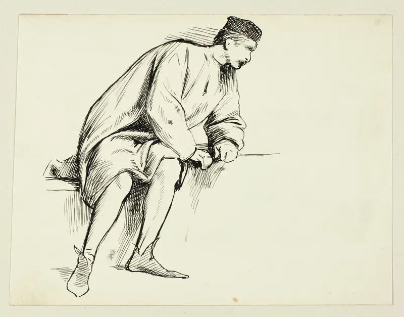 Seated Man Leaning on his Arm Wall Art by Henry Stacy Marks - High-Resolution Digital Print