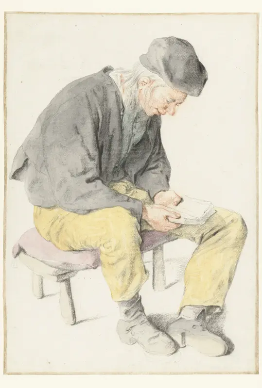 Seated Man Reading, Facing Right Wall Art by Cornelis Dusart - High-Resolution Digital Print