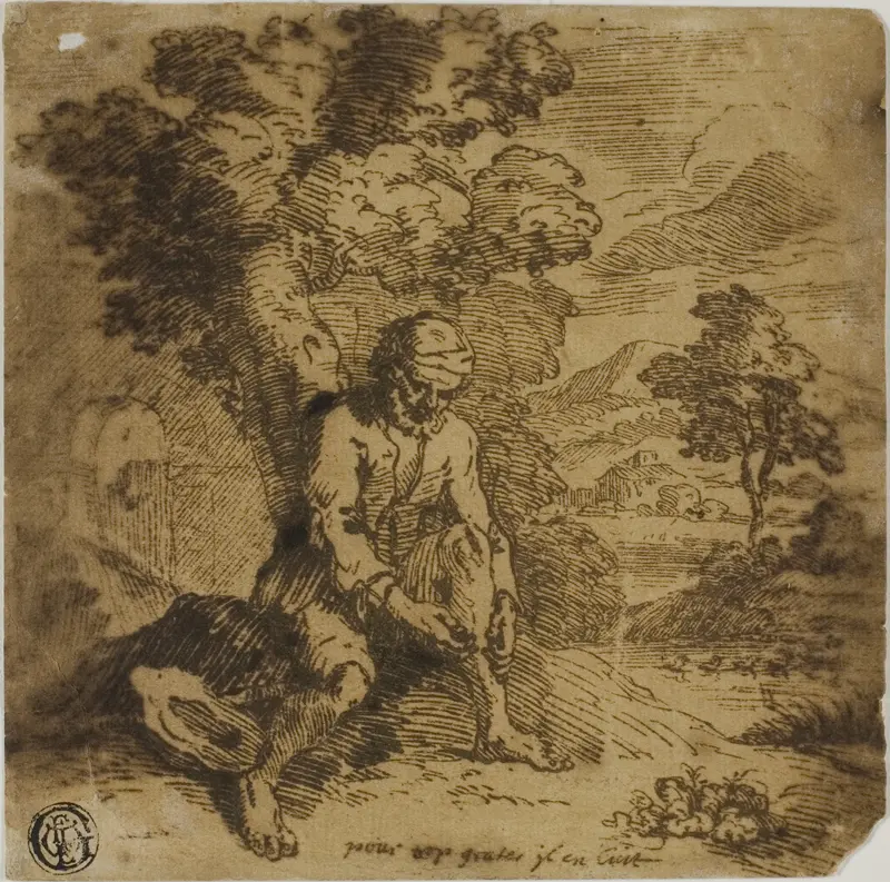 Seated Man Scratching His Leg Wall Art by Adam Elsheimer - High-Resolution Digital Print