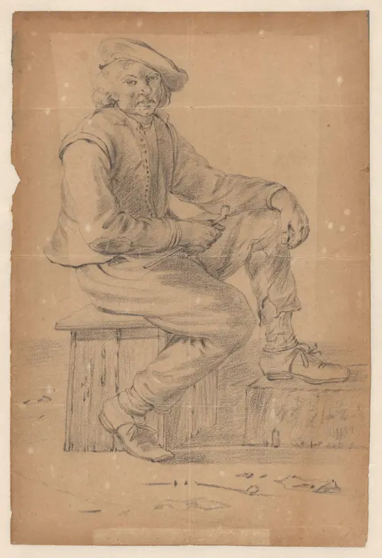 Seated Man with a Pipe Wall Art by Cornelis Saftleven - High-Resolution Digital Print