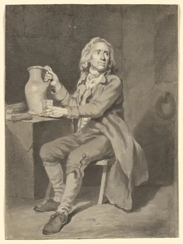 Seated Man with a Pitcher and a Glass Wall Art by Jean Jacques de Boissieu - High-Resolution Digital Print