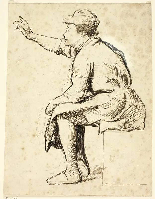 Seated Man with Raised Arm Wall Art by Henry Stacy Marks - High-Resolution Digital Print