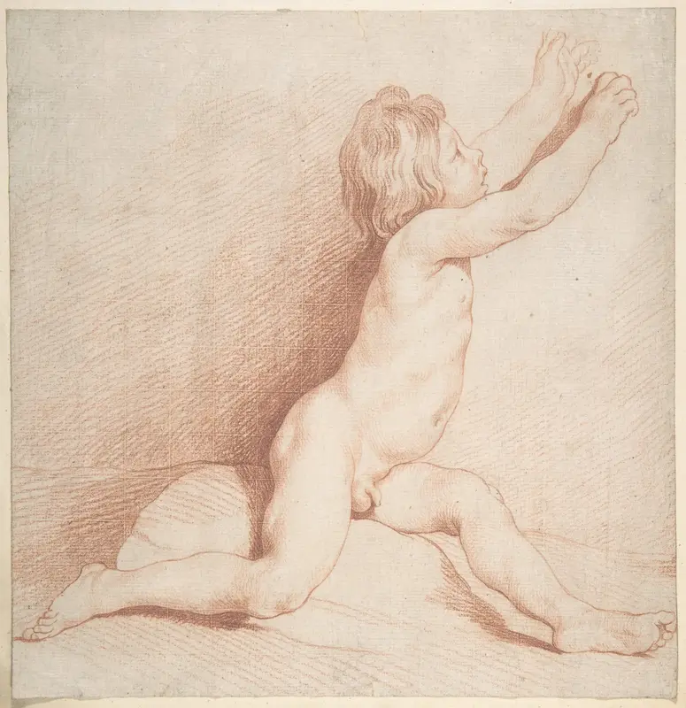 Seated Nude Boy Wall Art by Edme Bouchardon - High-Resolution Digital Print