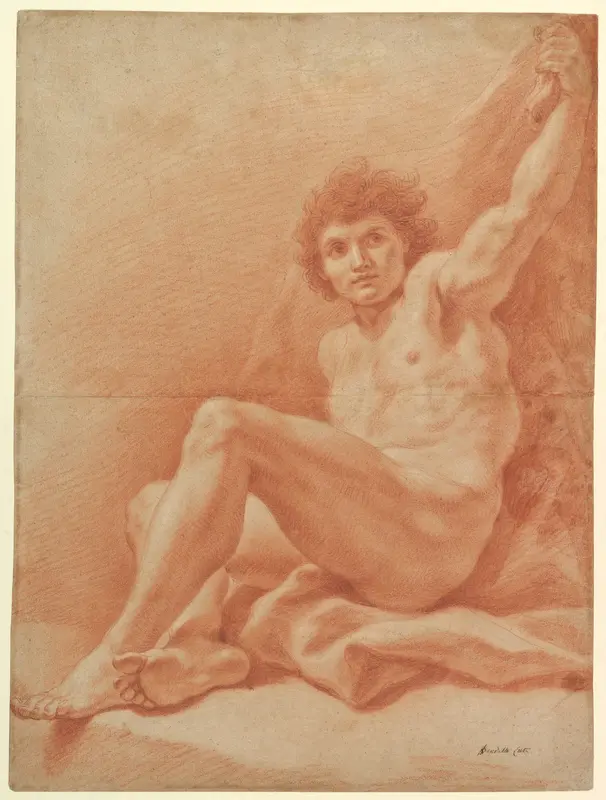 Seated Nude Male Figure (recto); Seated Figure (verso) Wall Art by Benedetto Luti - High-Resolution Digital Print
