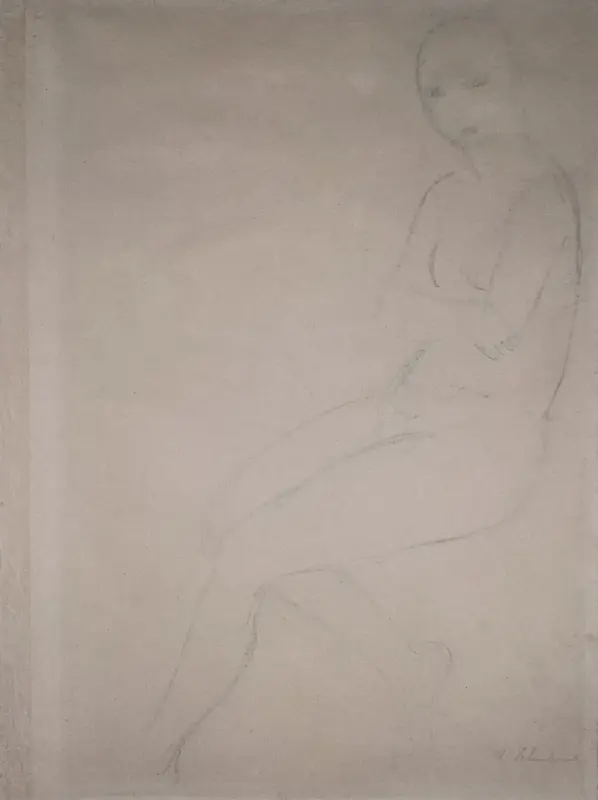 Seated Nude Model, Facing Left Wall Art by Wilhelm Lehmbruck - High-Resolution Digital Print