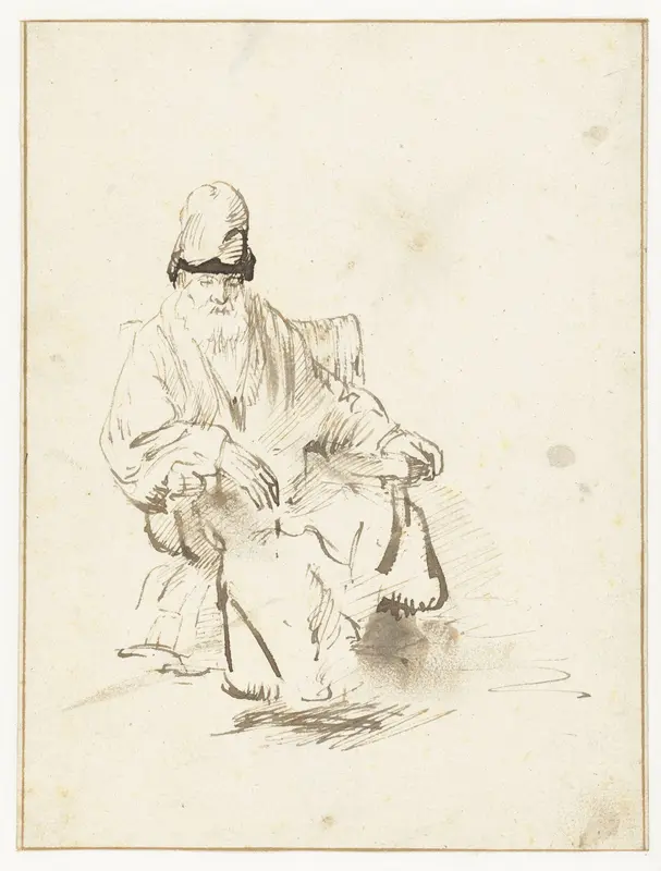 Seated Old Man with Tall Cap Wall Art by Unknown - High-Resolution Digital Print