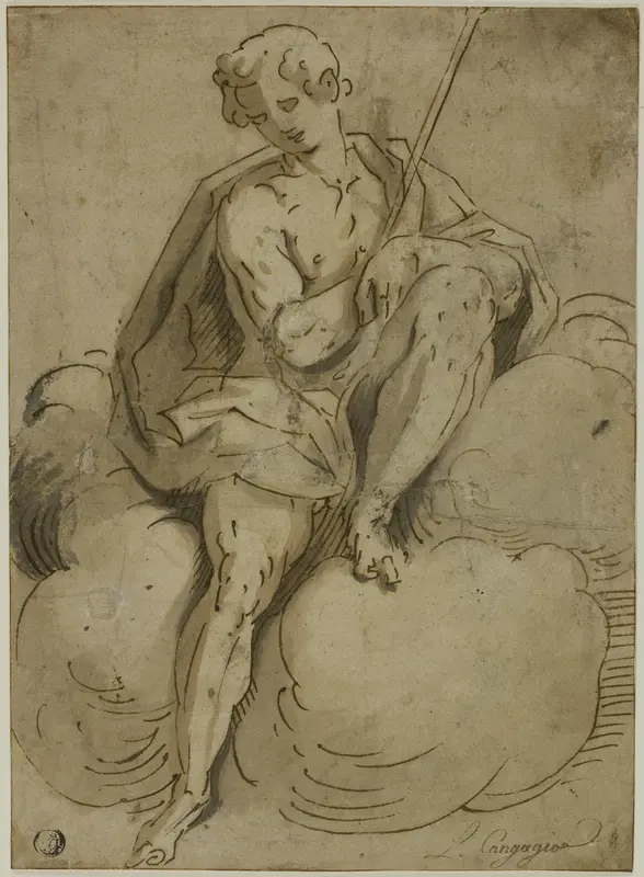Seated Saint John the Baptist Wall Art by School of Luca Cambiaso - High-Resolution Digital Print