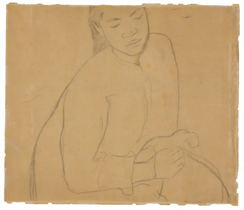Seated Tahitian Woman (related to the painting Te faaturuma [Reverie])
