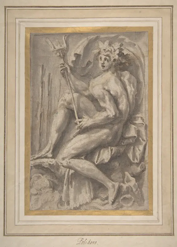 Seated Triton Wall Art by Perino del Vaga (Pietro Buonaccorsi) - High-Resolution Digital Print