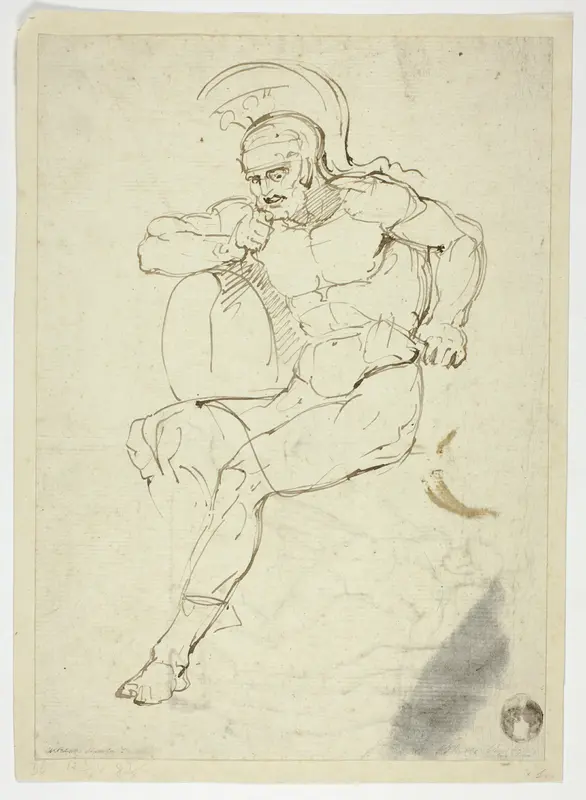 Seated Warrior (recto); Striding Warrior (verso) Wall Art by Henry Fuseli - High-Resolution Digital Print