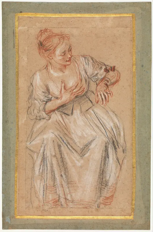 Seated Woman Wall Art by Antoine Watteau - High-Resolution Digital Print