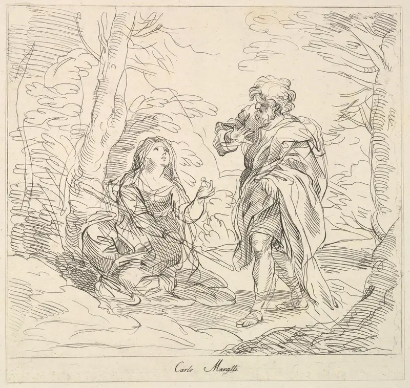 Seated woman and Bearded Man in a Landscape Wall Art by Giuseppe Canale - High-Resolution Digital Print