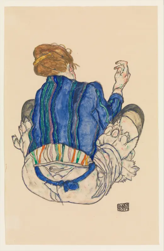 Seated Woman, Back View Wall Art by Egon Schiele - High-Resolution Digital Print