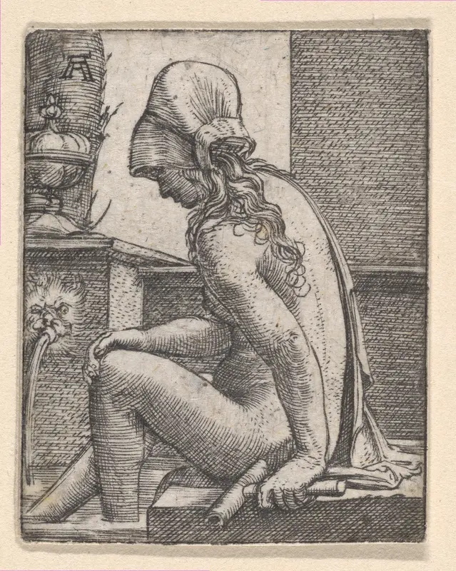 Seated Woman Bathing Her Feet Wall Art by Albrecht Altdorfer - High-Resolution Digital Print
