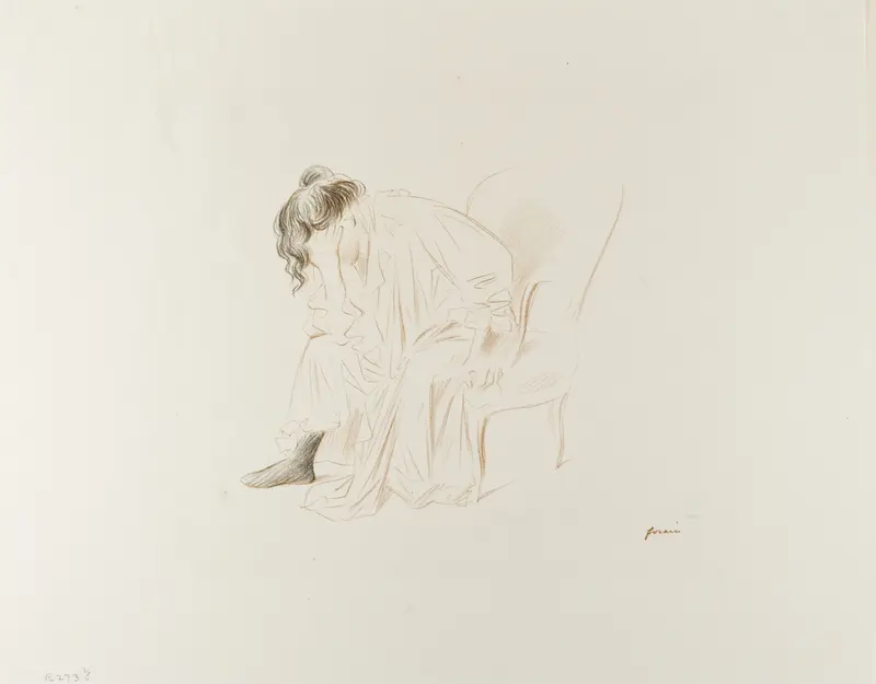 Seated Woman, Head in Right Hand Wall Art by Jean Louis Forain - High-Resolution Digital Print