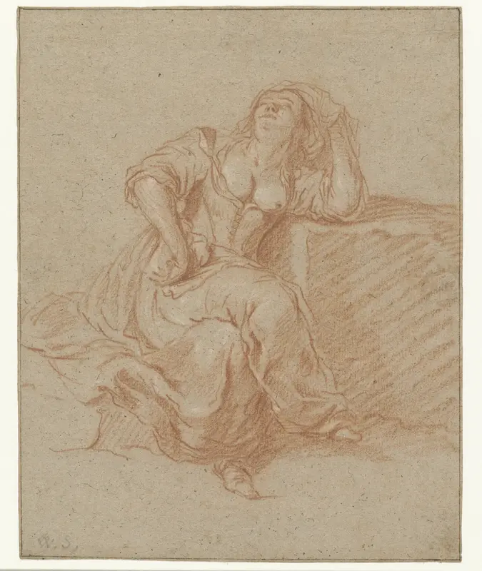 Seated Woman in a Lascivious Pose Wall Art by Jan Baptist Weenix - High-Resolution Digital Print