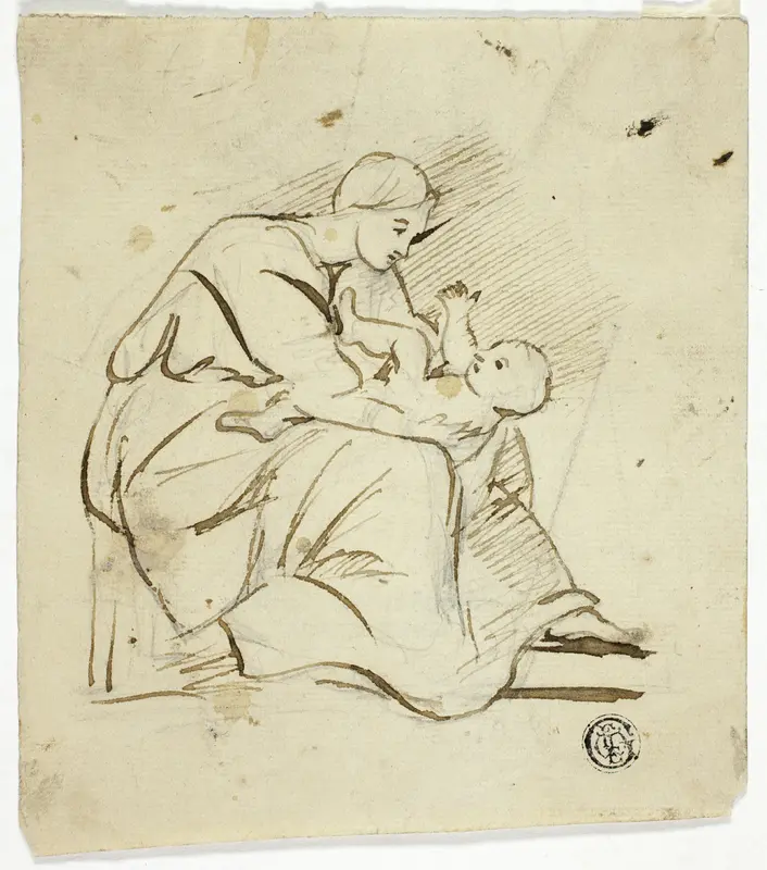 Seated Woman Playing with Child in Her Lap