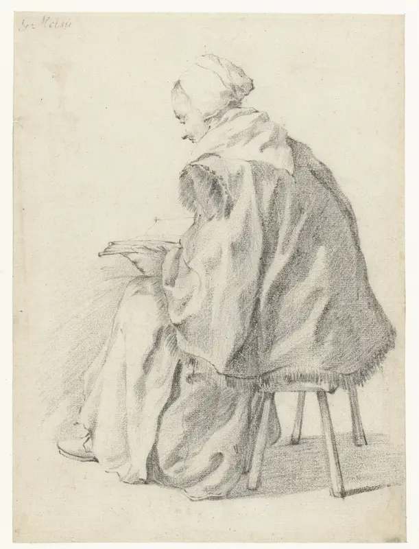 Seated Woman, Reading a Book Wall Art by Constantijn Verhout - High-Resolution Digital Print