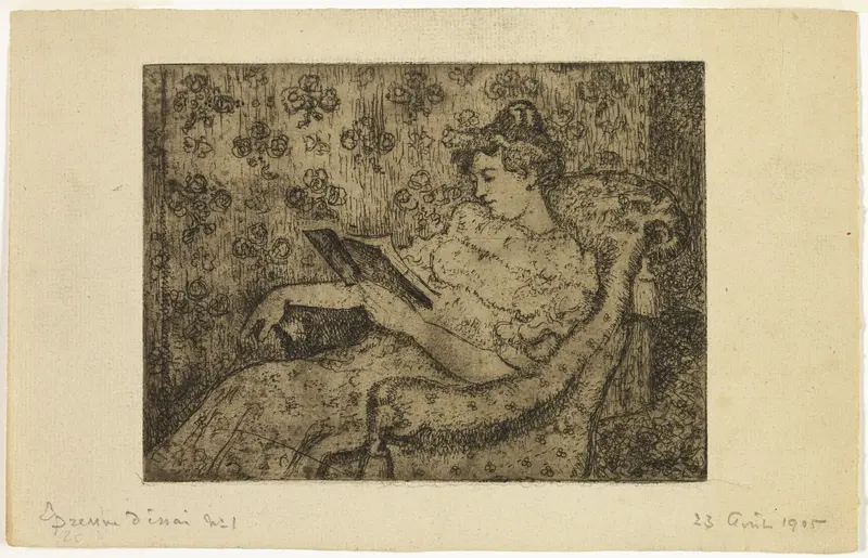Seated Woman Reading Wall Art by Georges Lemmen - High-Resolution Digital Print