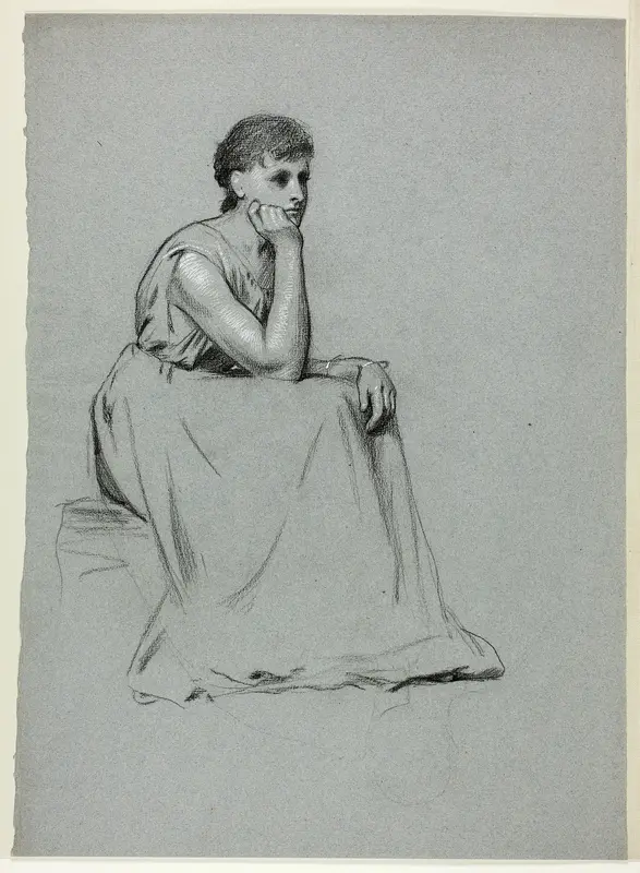 Seated Woman Resting on her Elbow Wall Art by Henry Stacy Marks - High-Resolution Digital Print
