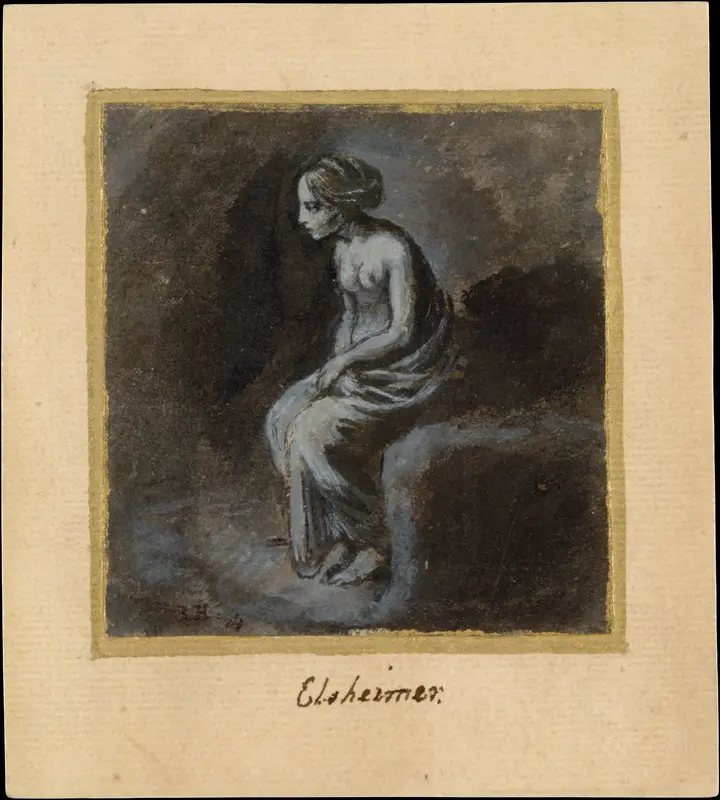 Seated Young Woman Wall Art by Adam Elsheimer - High-Resolution Digital Print