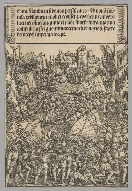 Second Flemish Rebellion, plate 10 from Historical Scenes from the Life of Emperor Maximilian I from the Triumphal Arch Wall Art by Hans Springinklee - High-Resolution Digital Print