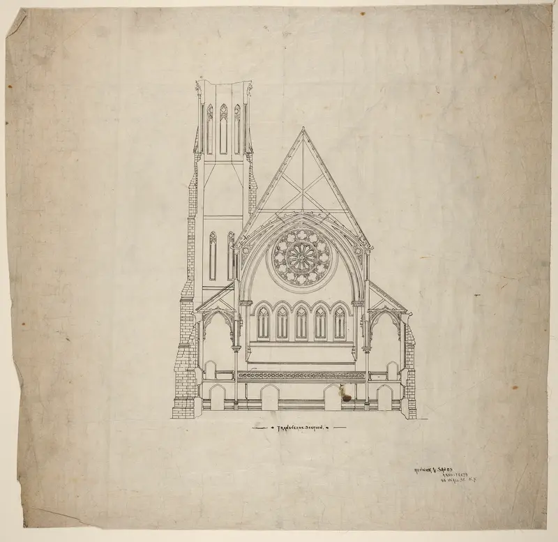 Second Presbyterian Church, Chicago, Illinois, Transverse Section Wall Art by Renwick & Sands - High-Resolution Digital Print