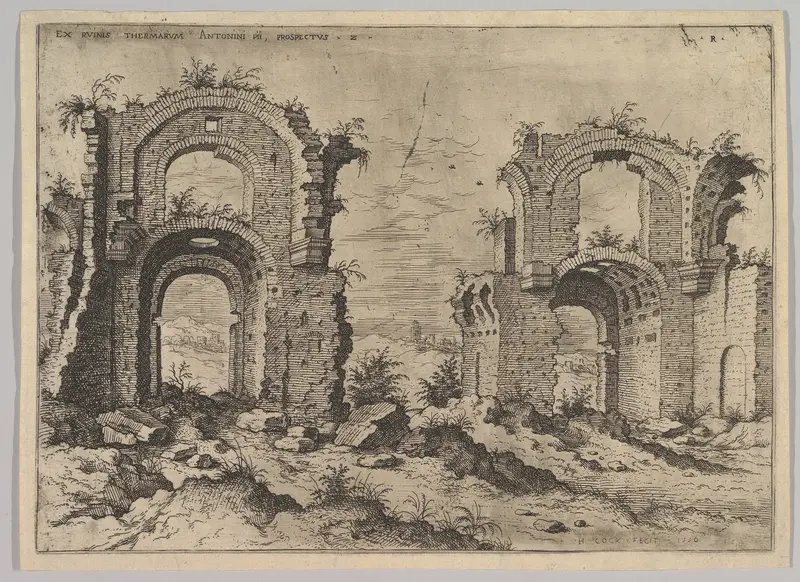 Second View of the Baths of Diocletian, from set of Roman Ruins Wall Art by Hieronymus Cock - High-Resolution Digital Print