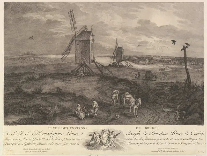 Second View of the Surroundings of Bruges (IIe. Vue des environs de Bruges) Wall Art by Jacques Philippe Le Bas - High-Resolution Digital Print