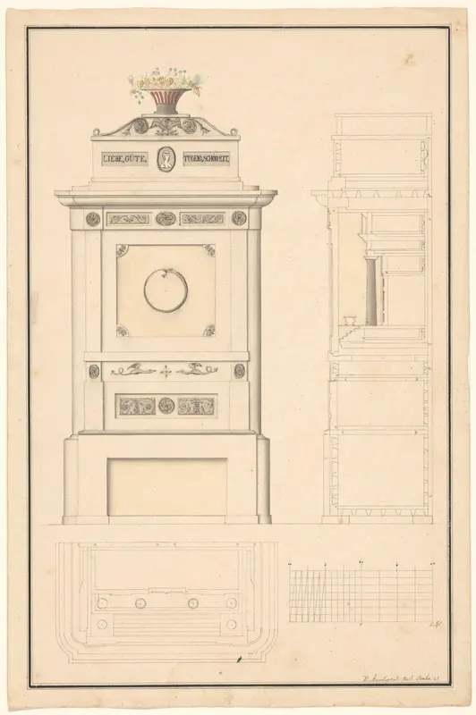 Secretaire, in 1811 door Bernhard Wanschaff in Berlijn vervaardigd voor koningin Luise, met afwijkend beslag Wall Art by Unknown - High-Resolution Digital Print