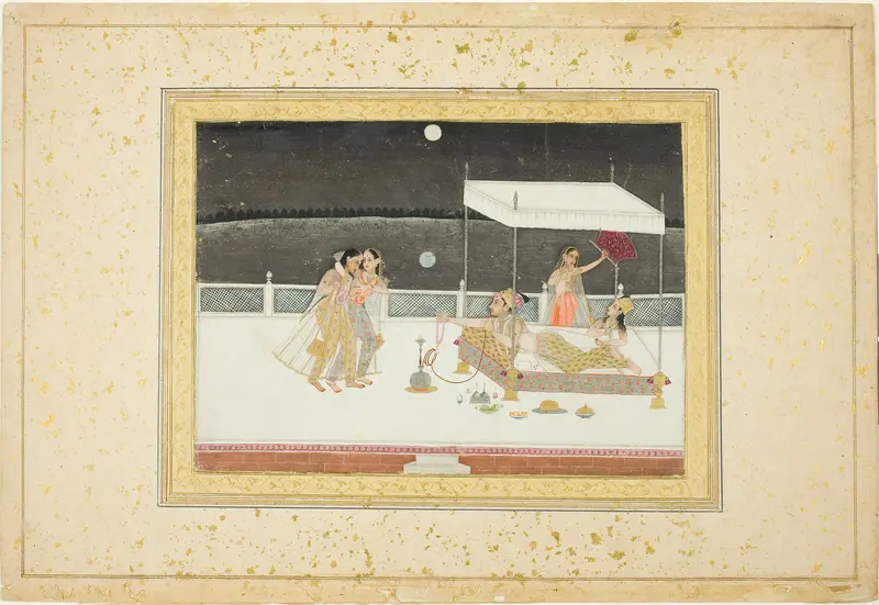 Seduction Scene on a Terrace by Moonlight Wall Art by Mughal - High-Resolution Digital Print
