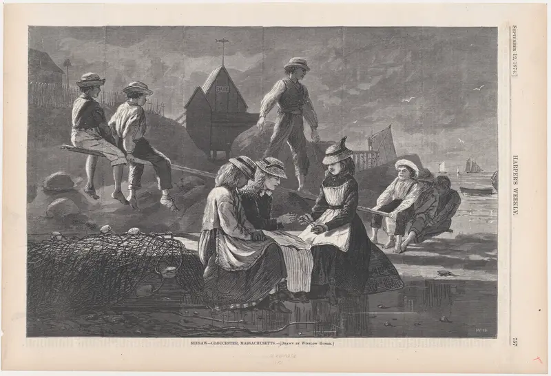 Seesaw, Gloucester, Massachusetts (from "Harper's Weekly," Vol. XVIII) Wall Art by Winslow Homer - High-Resolution Digital Print
